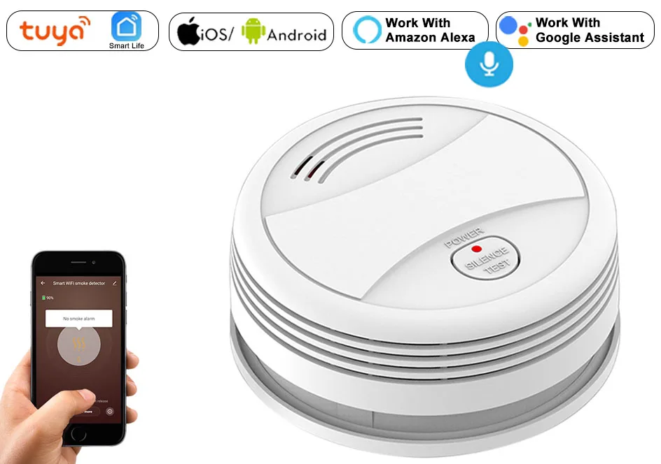 Tuya Smart WiFi Smoke Detector Home Security Protection Fire Alarm Sensor Remote Control By Smart Life App