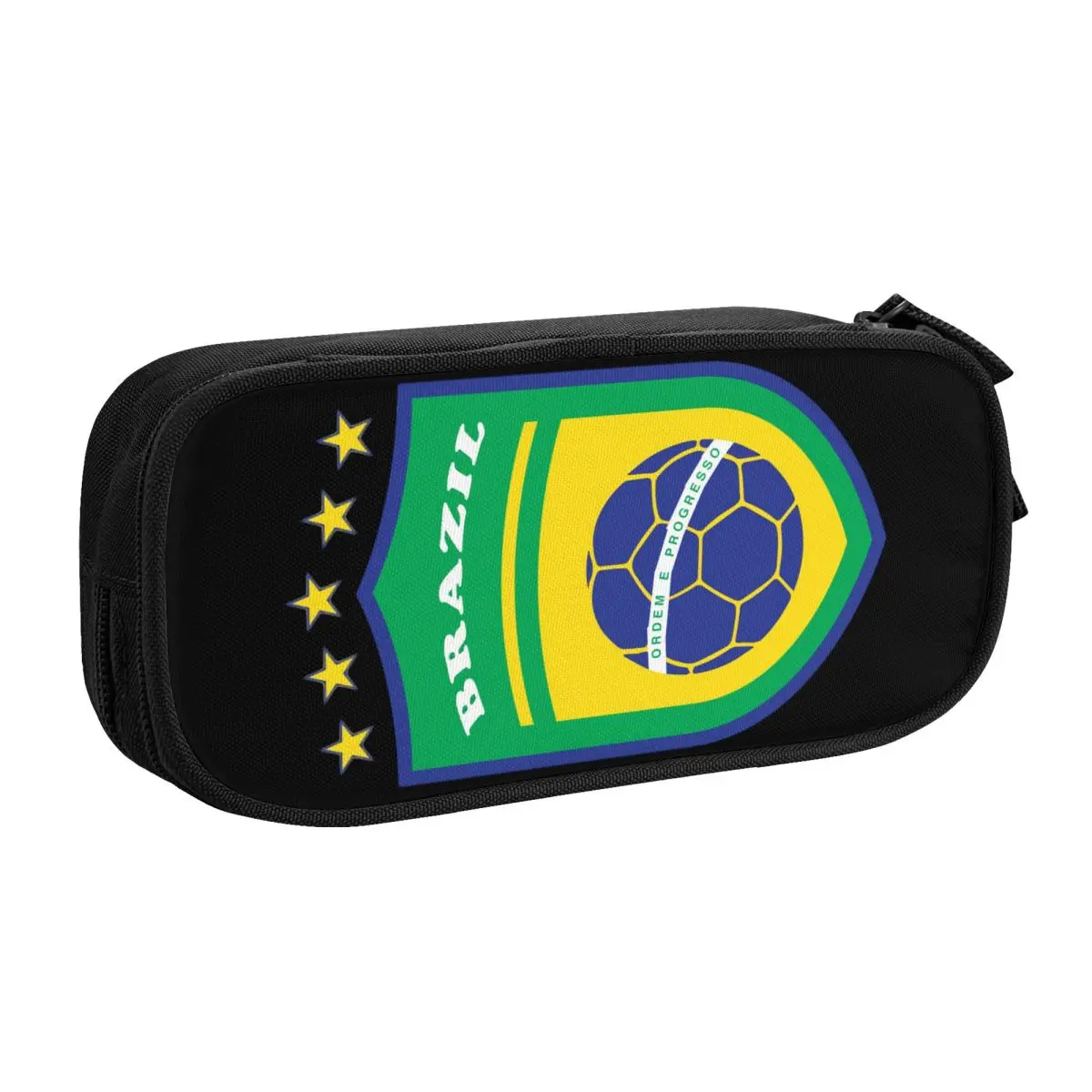 Customized Cute Flag Of Brazil Football Pencil Case for Girls Boys Large Capacity Brazilian Proud Pencil Bag Stationery