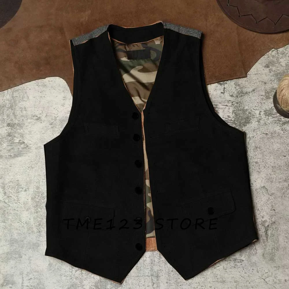 Men's Suede Casual Vest Suit Vest Man Vests for Men Wang Formal Man Ambo Gothic Chaleco Male Elegant Suits Waistcoat Gilet Mens