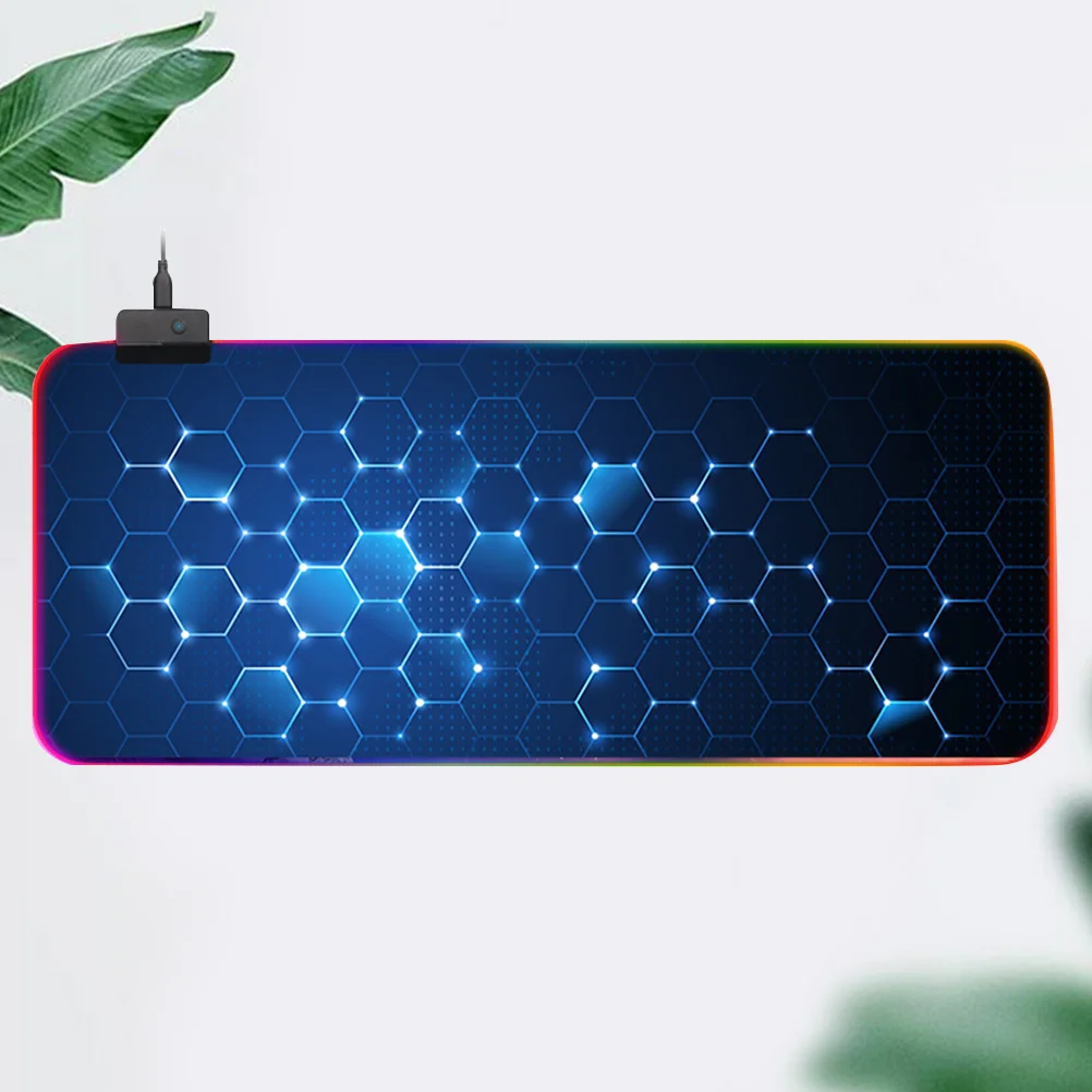 Luminous Rgb Mouse Pad Gaming Keyboard Mat with Lights Non-Slip Base Foldable Design for Desk Work Black