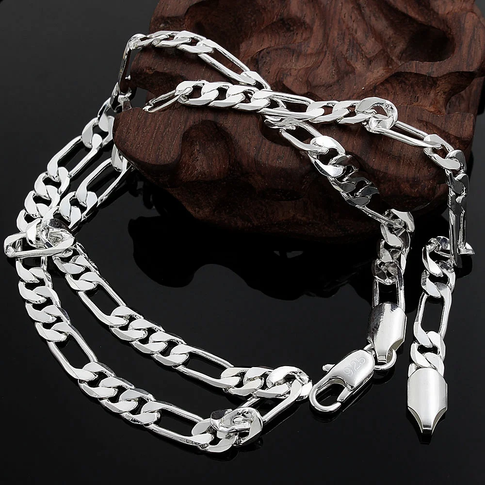Hot sale 925 Sterling Silver 6MM Necklace Jewelry classic 40-60cm For women men fashion Christmas gift