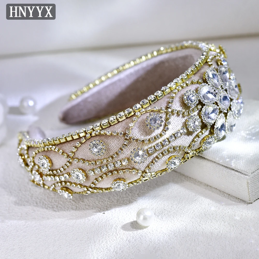 HNYYX Bohemian Rhinestone Hair Accessories Unique Flower Crystal Headband Wedding Bridesmaid Jewelry Hair Tiara Gift A252