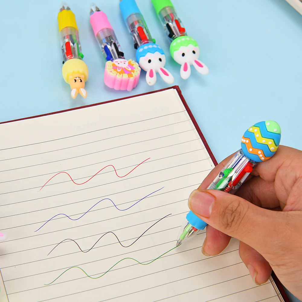 Creative Easter Gifts Silicone Rabbit Egg Ballpoint Pen Cartoon Love Pen Color Press Multi-Color Back To School
