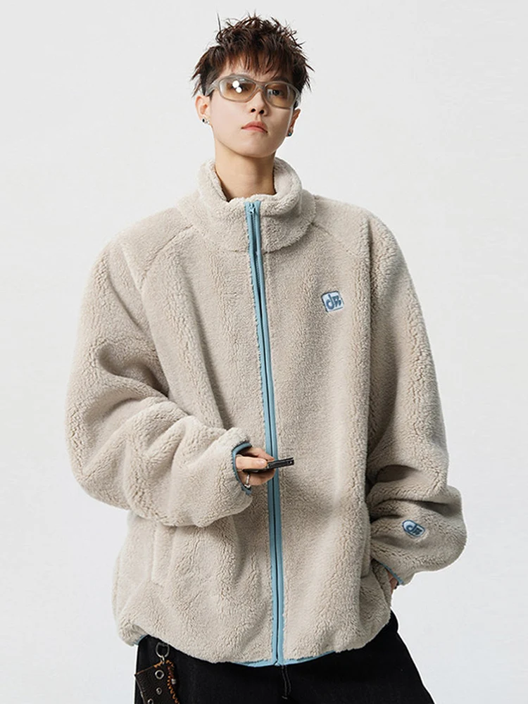 

Мужская куртка большого размера с вышивкой из меха ягненка, модная зимняя одежда больших размеров, свободная посадка с воротником-стойкой, новая внутренняя одежда для пар