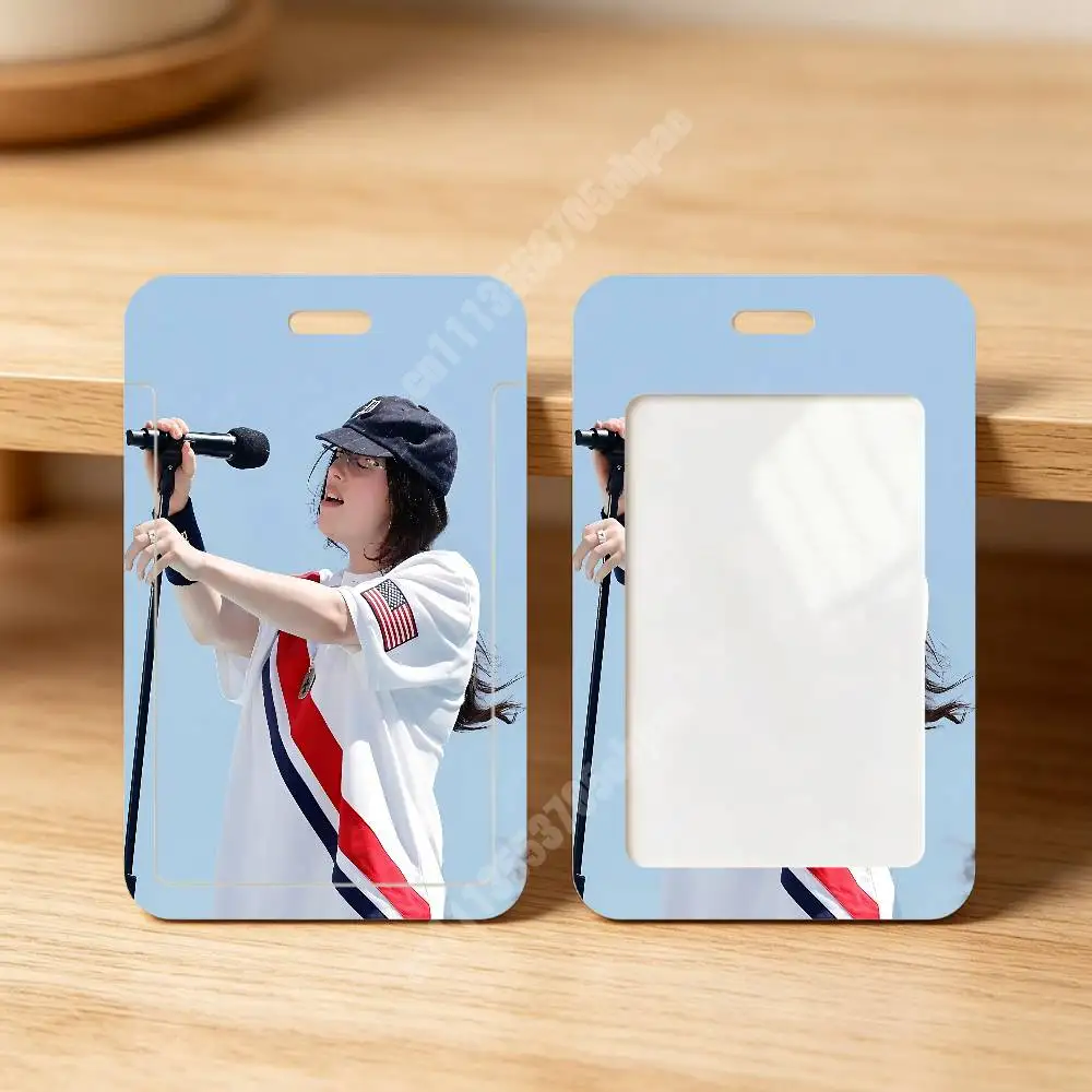 Cool Singer B-Billie E-Eilish Plastic Card Holder Staff ID Card Clear Transparent Campus Access Name Tag