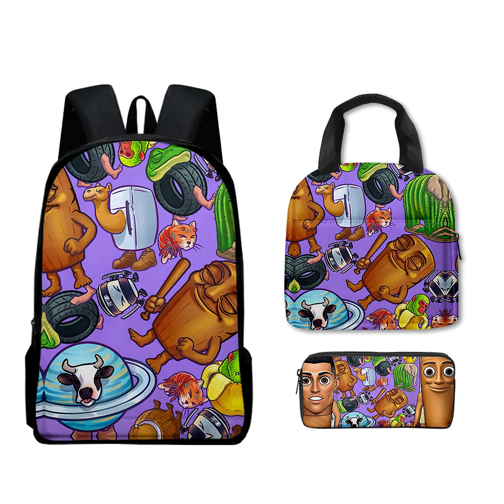 人気のノベルティ原宿クールな新しいtungtungtung-3dプリント3ピース-セット瞳スクールバッグラップトップデイパックバックパックランチバッグ鉛筆ケース