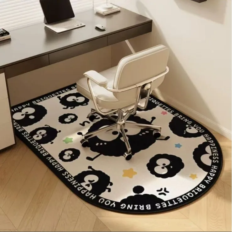 VIKAMA Loop Pile Computer Chair Floor Mat, Study Roller Swivel Chair Special Rug, Bedroom Dressing Table Carpet, Home Decoration