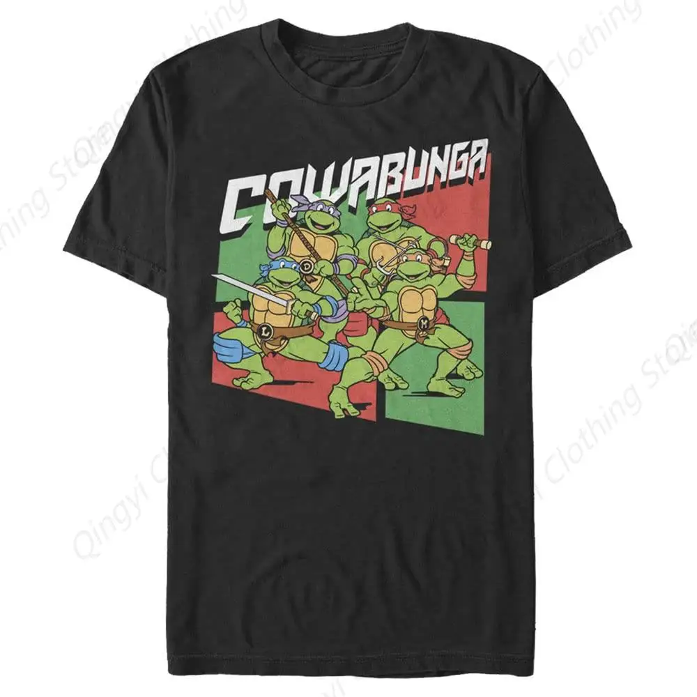 Big & Tall Teenage Mutant Ninja Turtles Square Bunga Men's Tops Short Sleeve Tee Shirt, Black