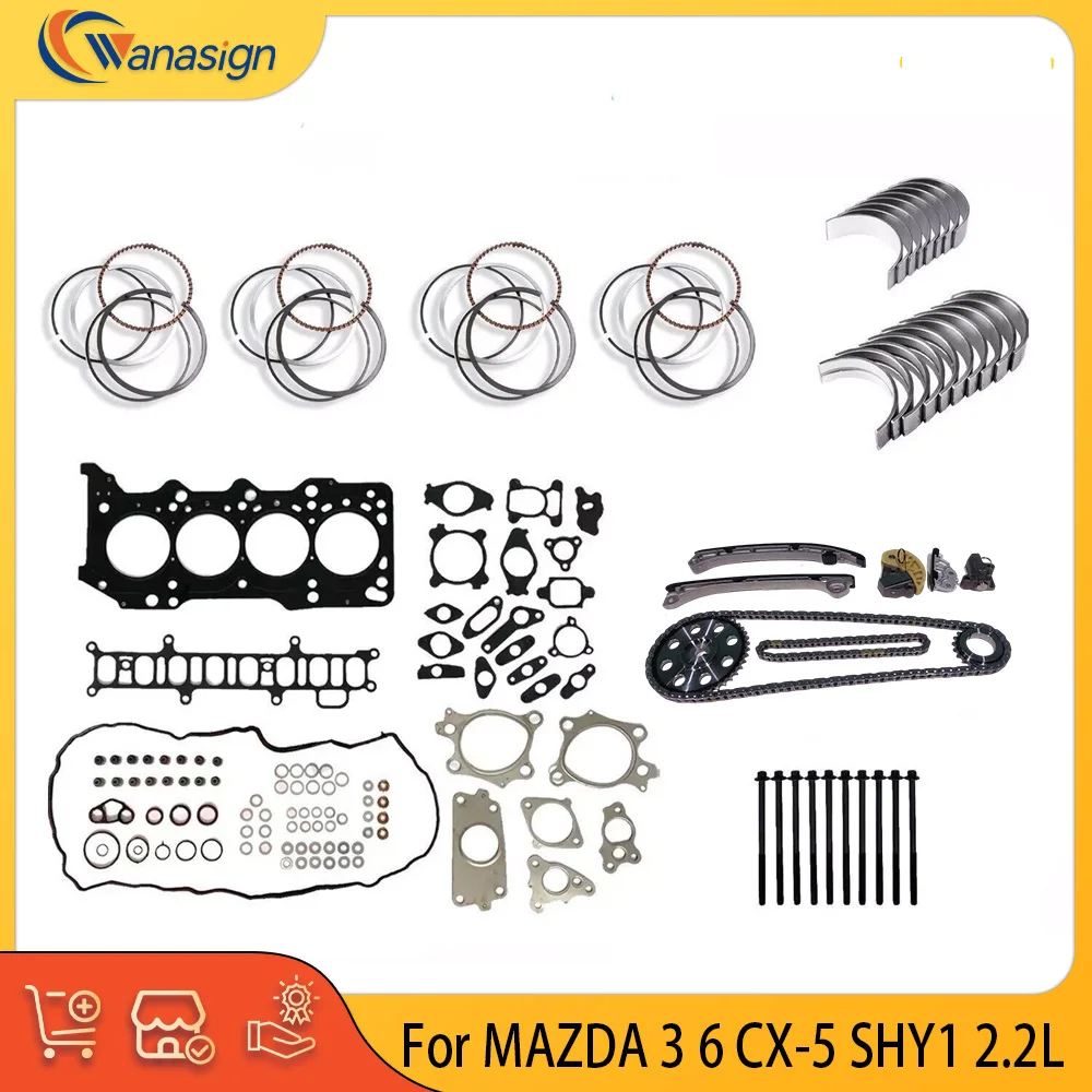 Engine Parts Full Gasket Bolt Timing Chain Kit Fit 2.2 L L4 Diesel SHY1 SHY4 SHY6 For MAZDA 3 6 CX5 2.2 D