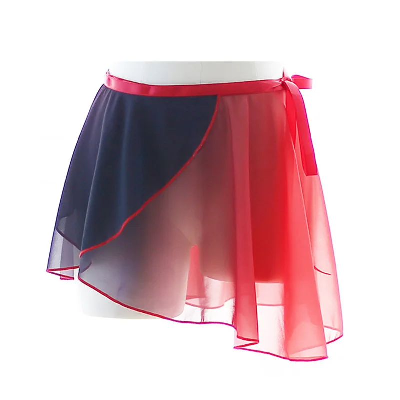 USHINE Ballet Skirt Women Girl Ballet Dance Wrap Skirt Dancewear Mini Chiffon Practice Gradient Gymnastics Skirt