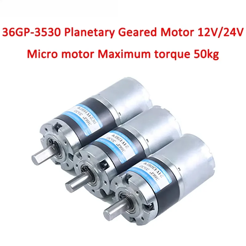 36mm Metal Planetary Gear Adjustable Miniature DC Geared Motor 12V 24V Motor 36GP-3530 High Torque Slow Speed 8rpm-1620RPM PWM