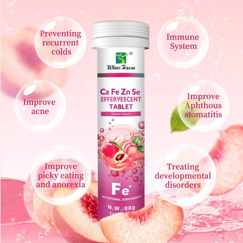 VC effervescent tablets blueberries oranges strawberries peaches zinc supplements vitamin effervescent tablets