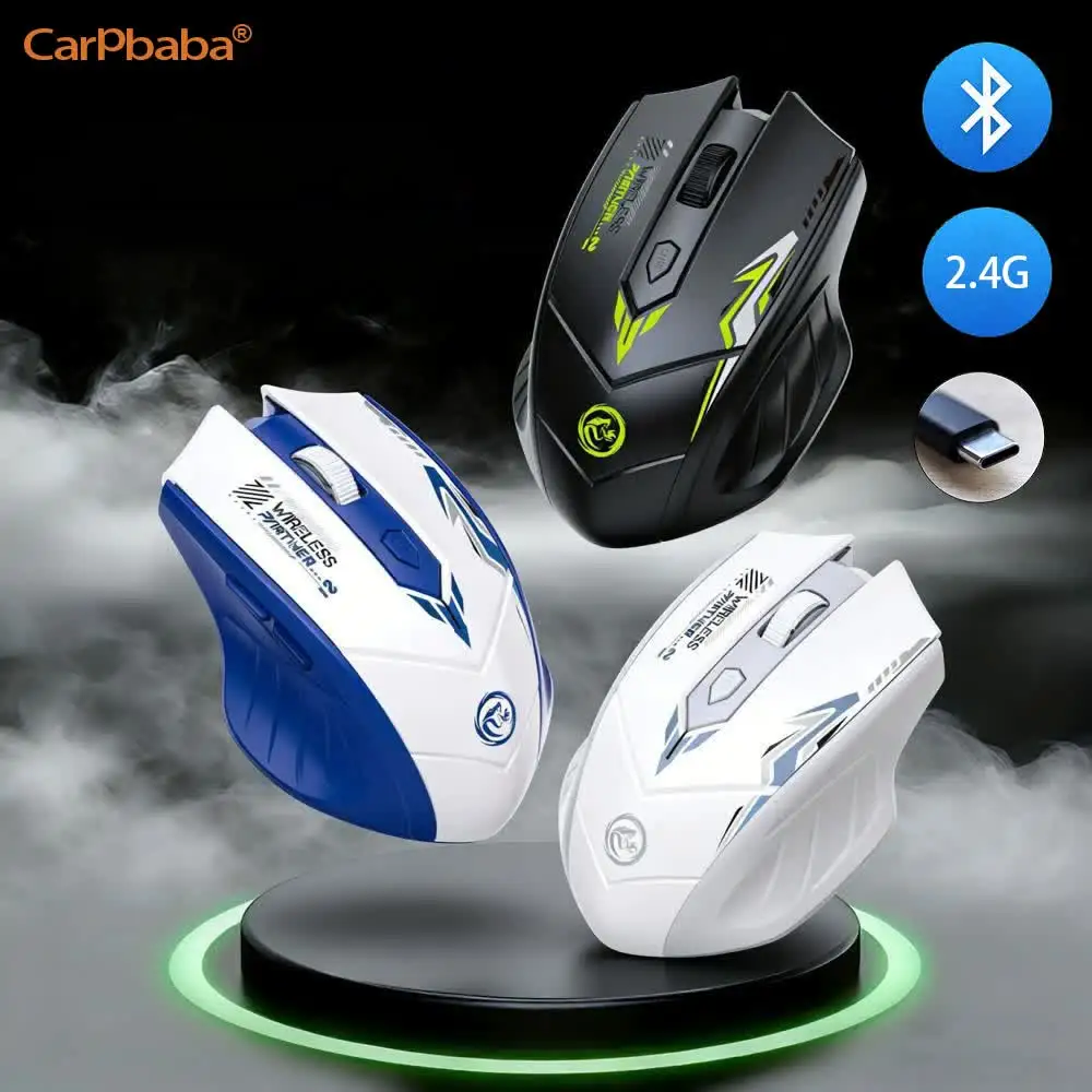 Mouse bluetooth 5.2 de modo duplo, recarregável, silencioso, sem fio, mouse para jogos, 2.4g, para laptop, ios, windows