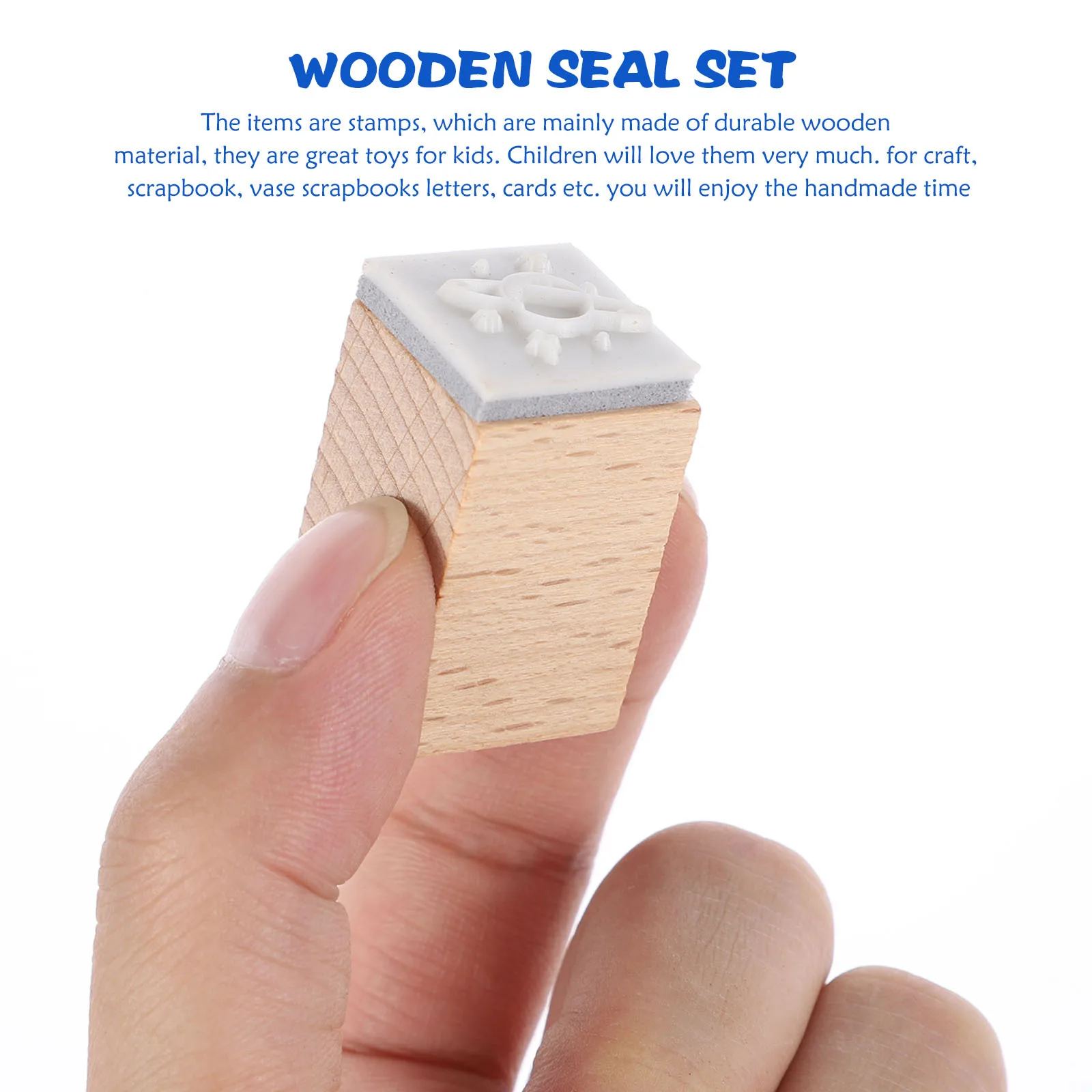 

16Pcs Sky Wooden Scrapbook Stamp Set Durable Creative DIY Multi-Function Seal for Handmade Cards Crafts