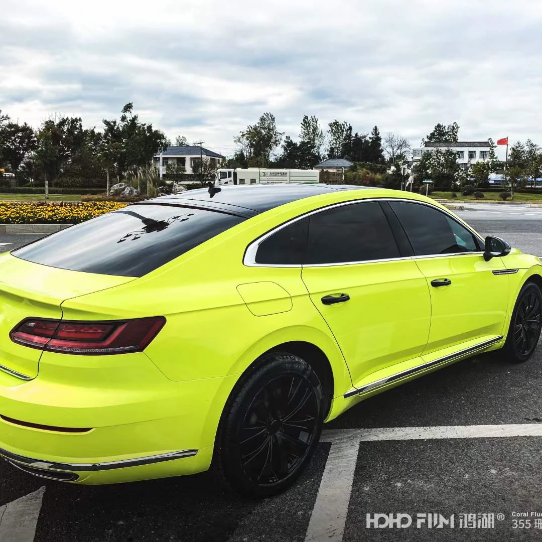 

Hot Sale Coral Fluorescent Yellow Car Change Color Vinyl Wrapping Film Car Stickers