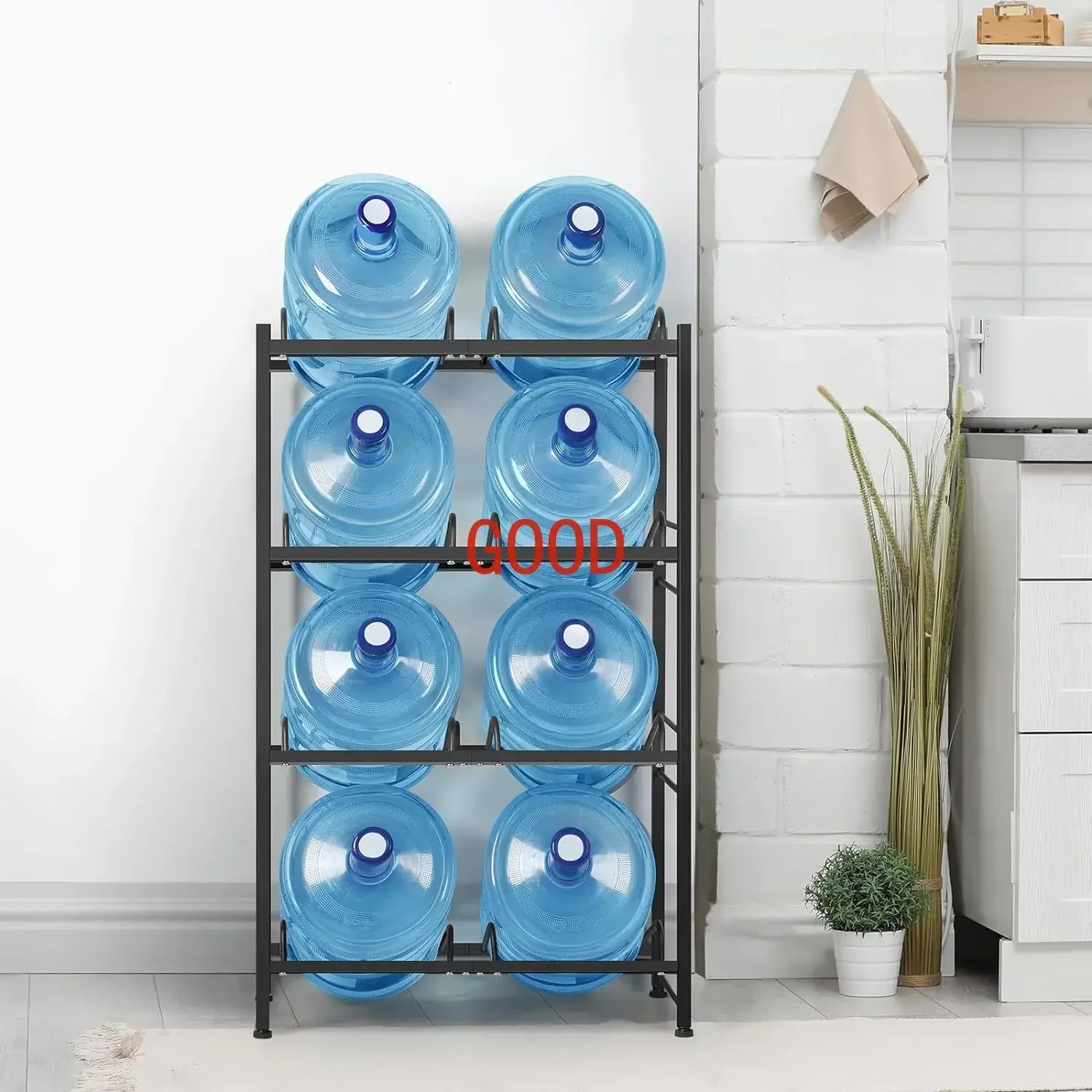 TAO 4 Tier Water Jug Holder w/ 8 Slots Heavy Duty 5 Gallon Water Bottle Storage Rack