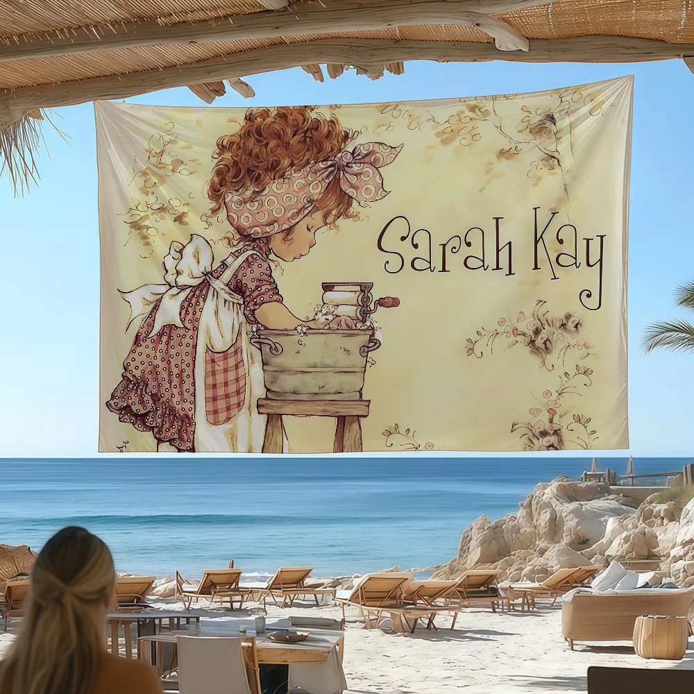 Art S-Sarah Kay Cartoon girl cute flag Custom Camping Garden Decor Party Backdrops Wall Art Family Gifts