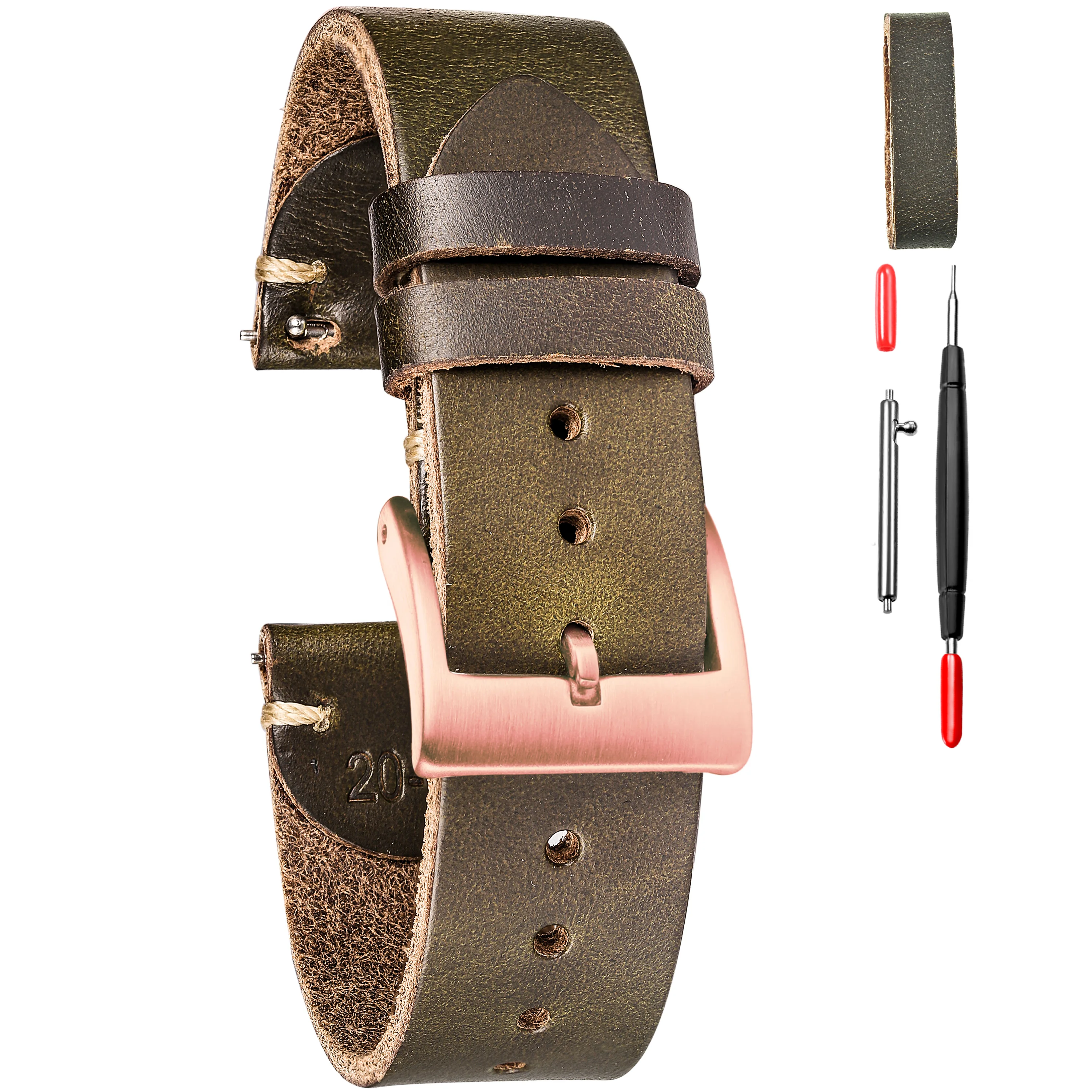 100% Genuine Leather Watch Bands With Quick Release Horween Horse Vintage Leather Watch Strap For Men 22mm18mm19mm20mm