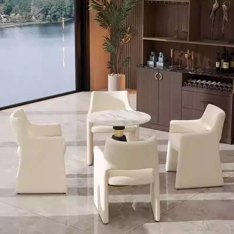 //Nordic Minimalist Modern Fabric Dining Chair Hotel Lobby Living Room Negotiation Chair Accent Armrest Backrest Reception Chair
