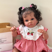 NPK 60CM Tutti Reborn Toddler in Dark Brown Skin Newborn Baby Girl Doll Lifelike Soft Touch High Quality 3D Skin Art Doll