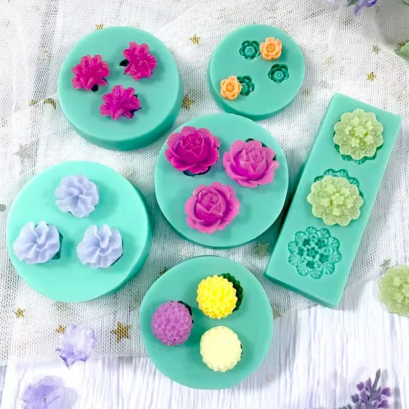 

Fondant mini flower mold silicone candy chocolate Valentine's Day DIY handmade jewelry accessory model