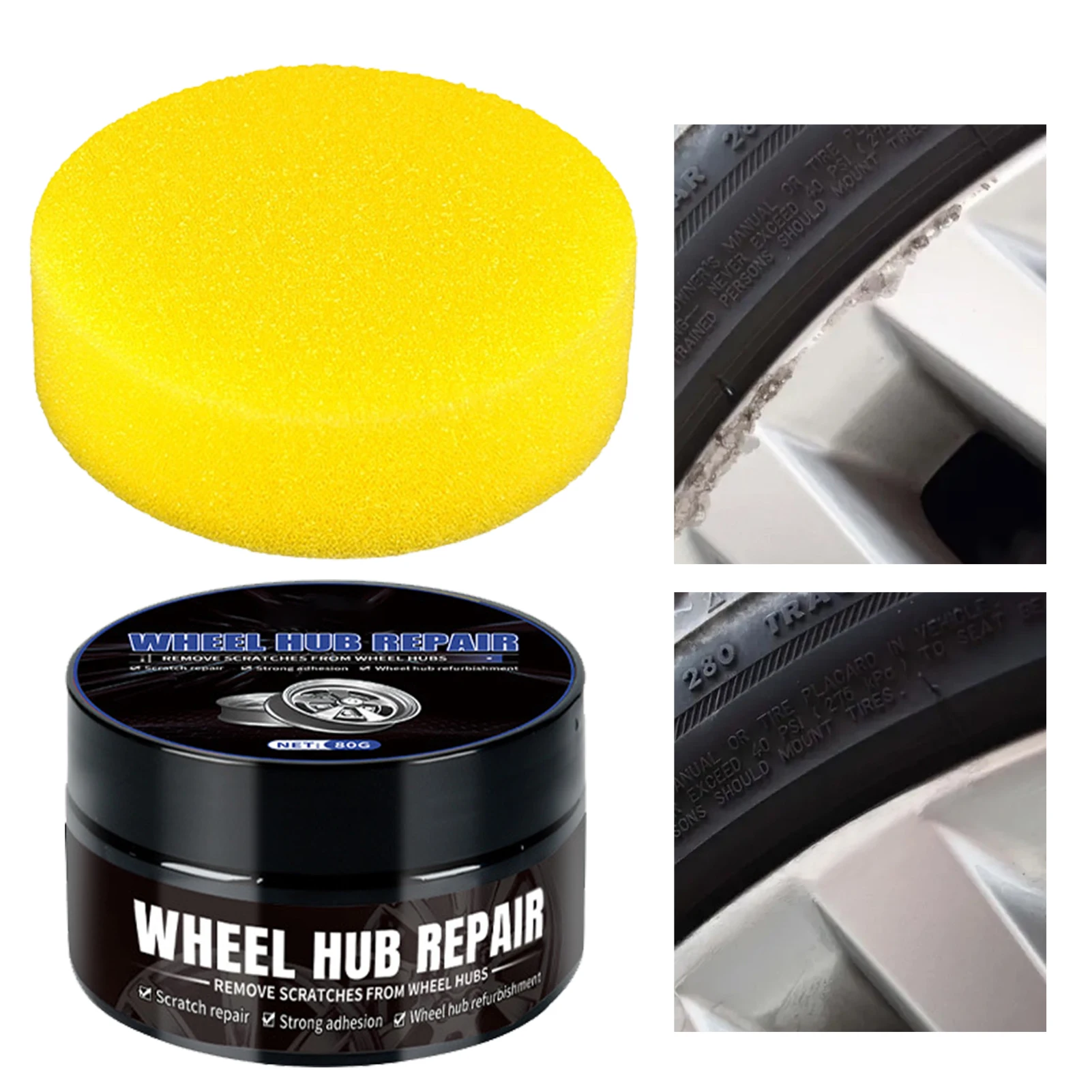 

Wheel Scratch Remover 80g Car Wheel Dust Remover With Sponge Wheel Hub Cleaner Car Wheel Restorer For Repairing Minor Scratches