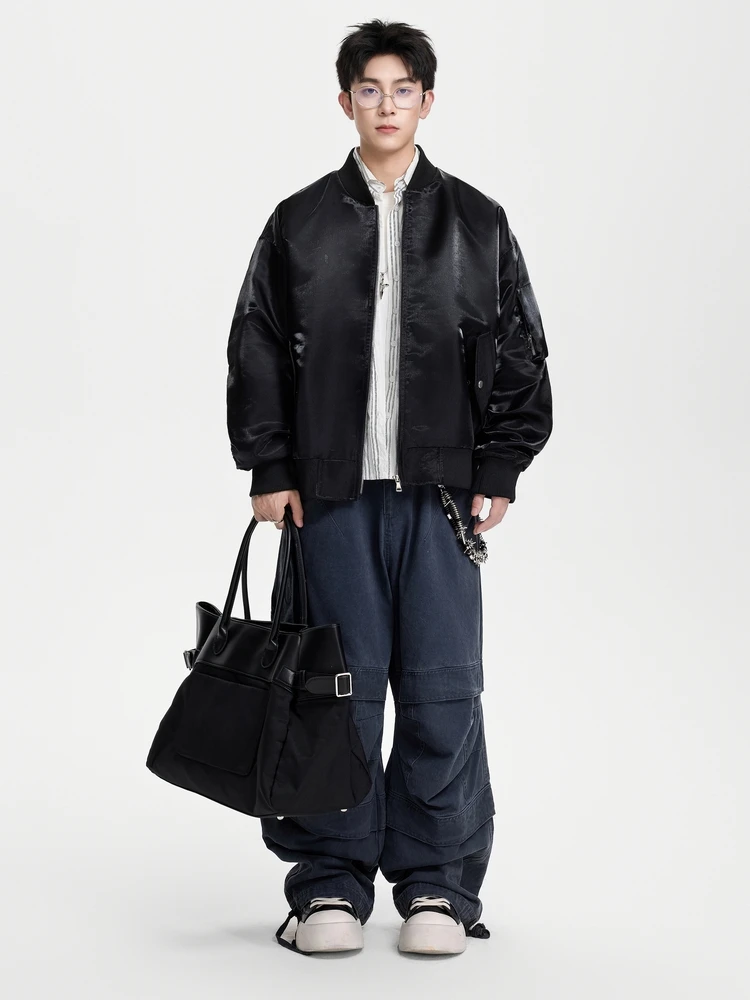 

Cleanfit Matte Bla ort Jaet Men's Spring Autumn American Retro Trendy Brand Haome High-End Feel Zipper Closure Jaet