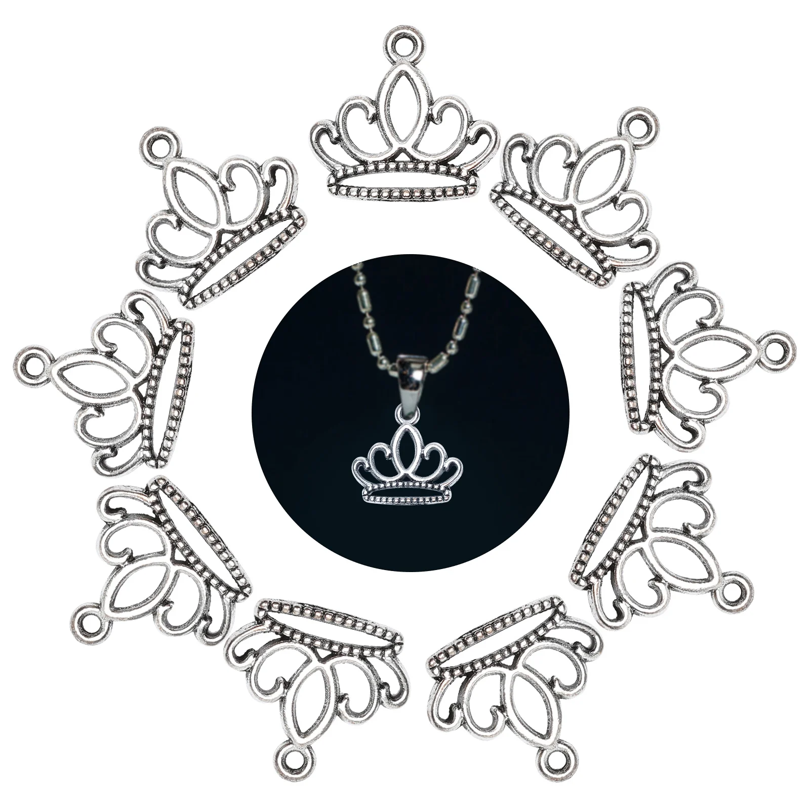 

20Pcs Lotus Pendant Alloy Creative Crown Necklace Jewelry Supplies DIY Bracelet Accessory Pendant for Keychain Earrings