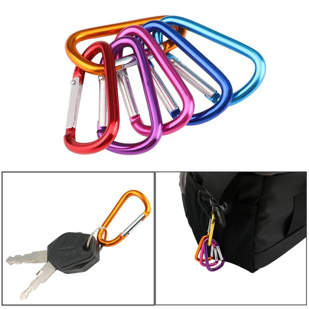 Durable Aluminium Alloy Keychain D-shape Fishing Hiking Keychain Hook Carabiner Buckle