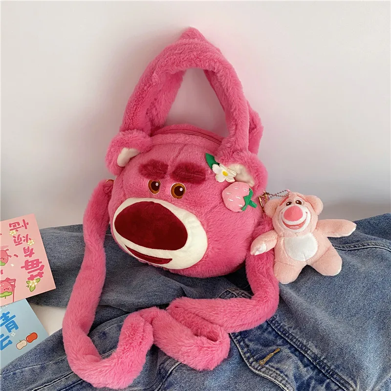 Disney Cartoon Genuine Pixar Toy Story Lotso Strawberry Bear Handbag Kawai Shoulder Bag Messenger Bag Cute Coin Purse Gift