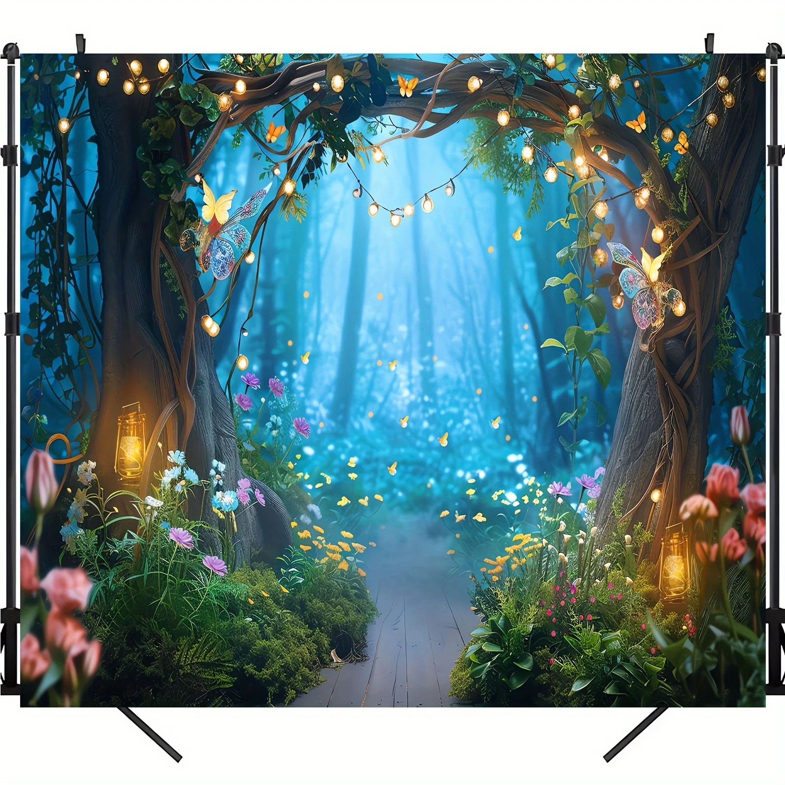 Charming Fairy Fairy Forest Party banner - Versatile polyester background for birthdays, christenings and more