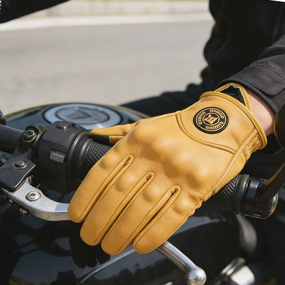 MJMOTO Retro Yellow Motorbike Riding Gloves Motorcycle Dirt Bike Breathable Items Comfort Protection Gear Motocross Accessories