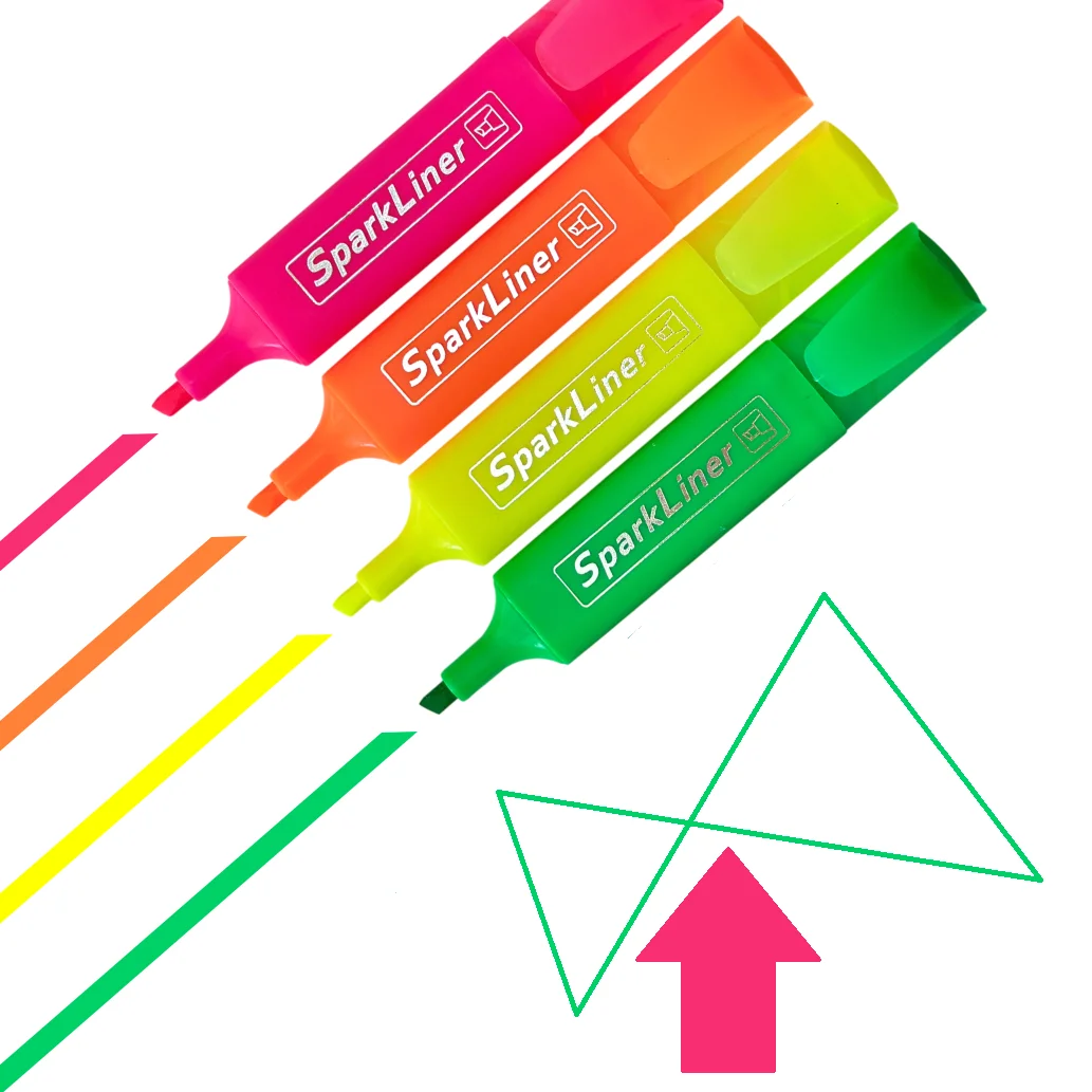 

4PCS Chisel Tip Highlighter Pens with Flat Barrel – Assorted Colors, Quick Dry Ink, Perfect for School & Office Stationery