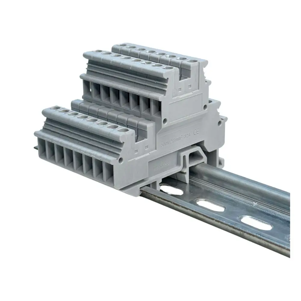 50PCS/Lot MBKKB2.5 DIN Rail Connectable Double‑Layer Terminal Block UK Series Voltage Current Fuse Ground Terminal Strip