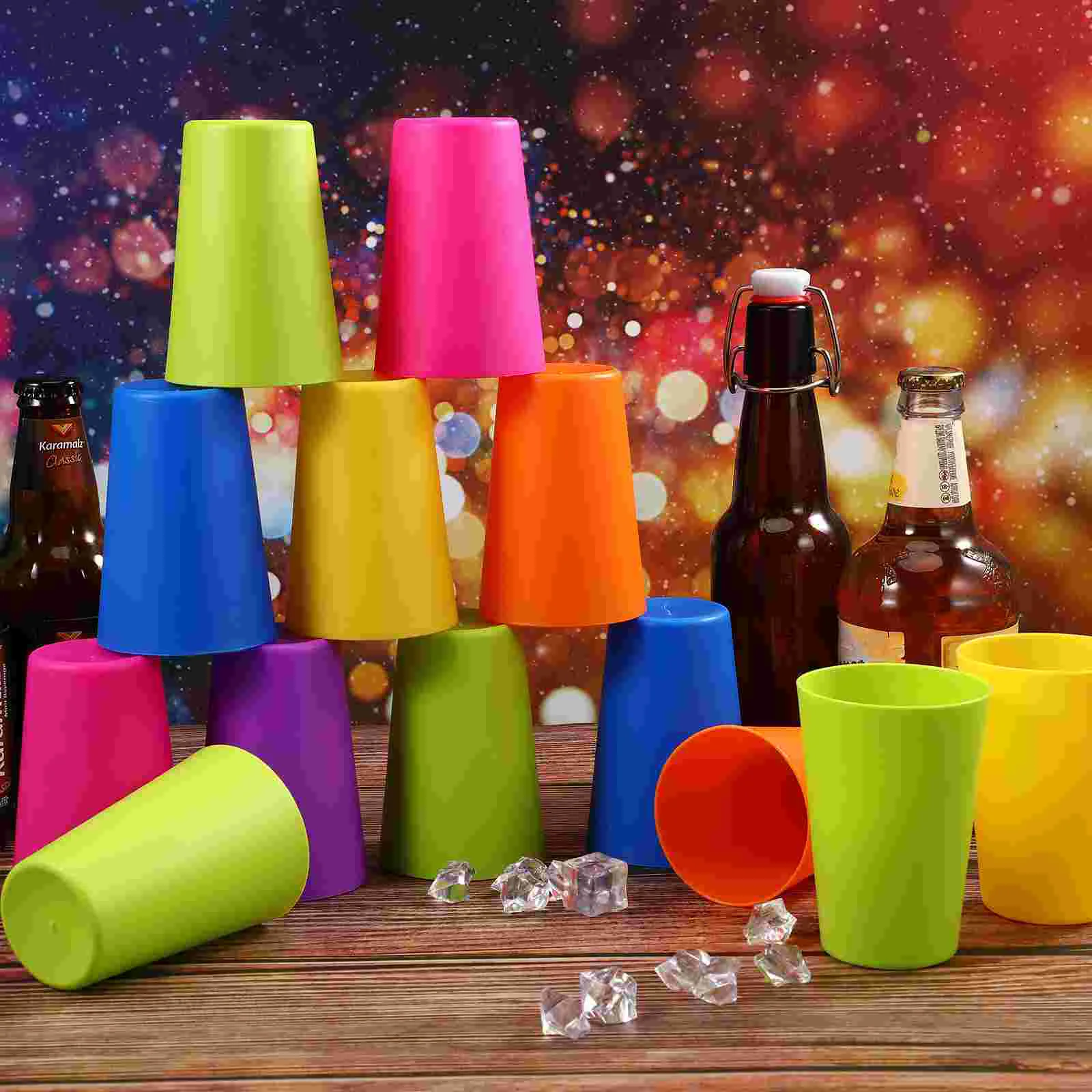 

24pcs Glasses Plastic Cups Color Drinking Mug Beer Coffee Tea Cups Party Beverage Water Mugs For Home