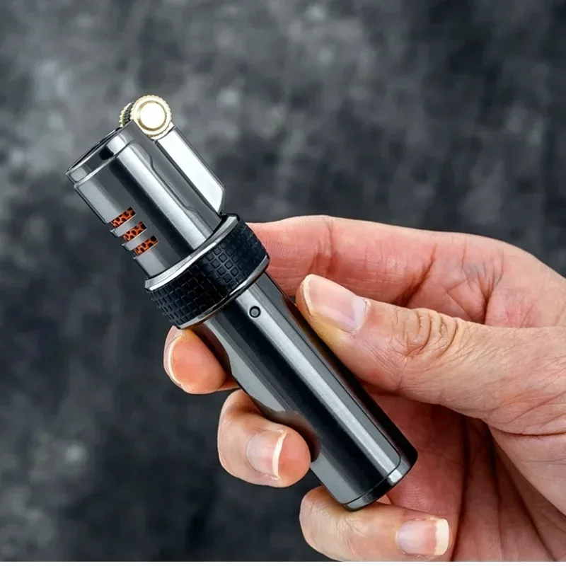 Zhongbang Lighter Three Direct-flush Metal Cigar Torch Creative Rotary Switch Men's Gift Lighters High-grade Gift Men's Jewelry