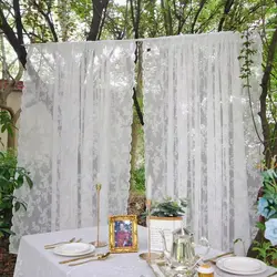 White Sheer Curtains French Lace Curtain Rod Pocket Window Treatment Drapes Ready Made for Living Room Bedroom Wedding Decor