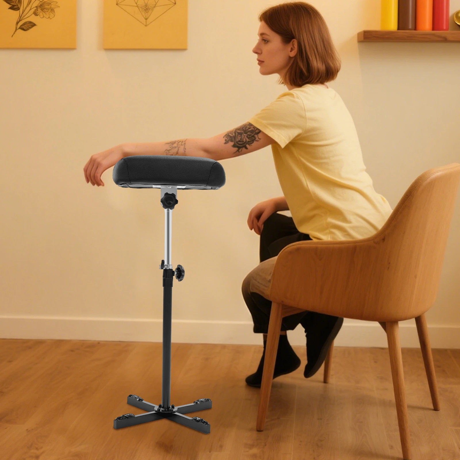 Support de tatouage pour bras avec base en forme de croix, hauteur réglable 65-110 cm, capacité de charge 30 kg, pour salon et studio