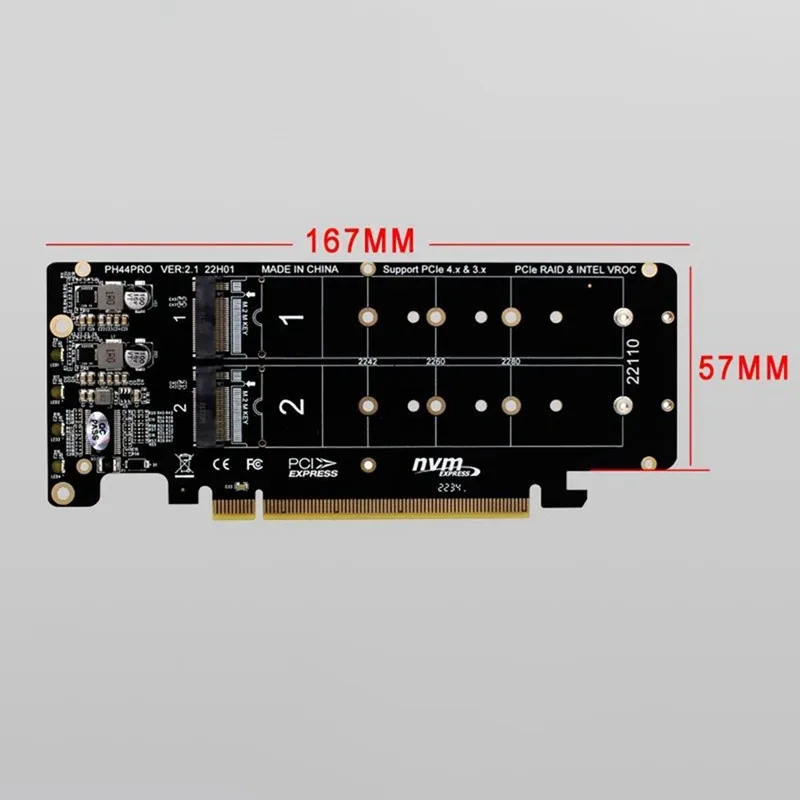 

Double-Sided 4-Disk NVME RAID Card Pciex16 To M.2 M-Key Nvmex4ssd 2U Server RAID Array Expansion Adapter Split Card