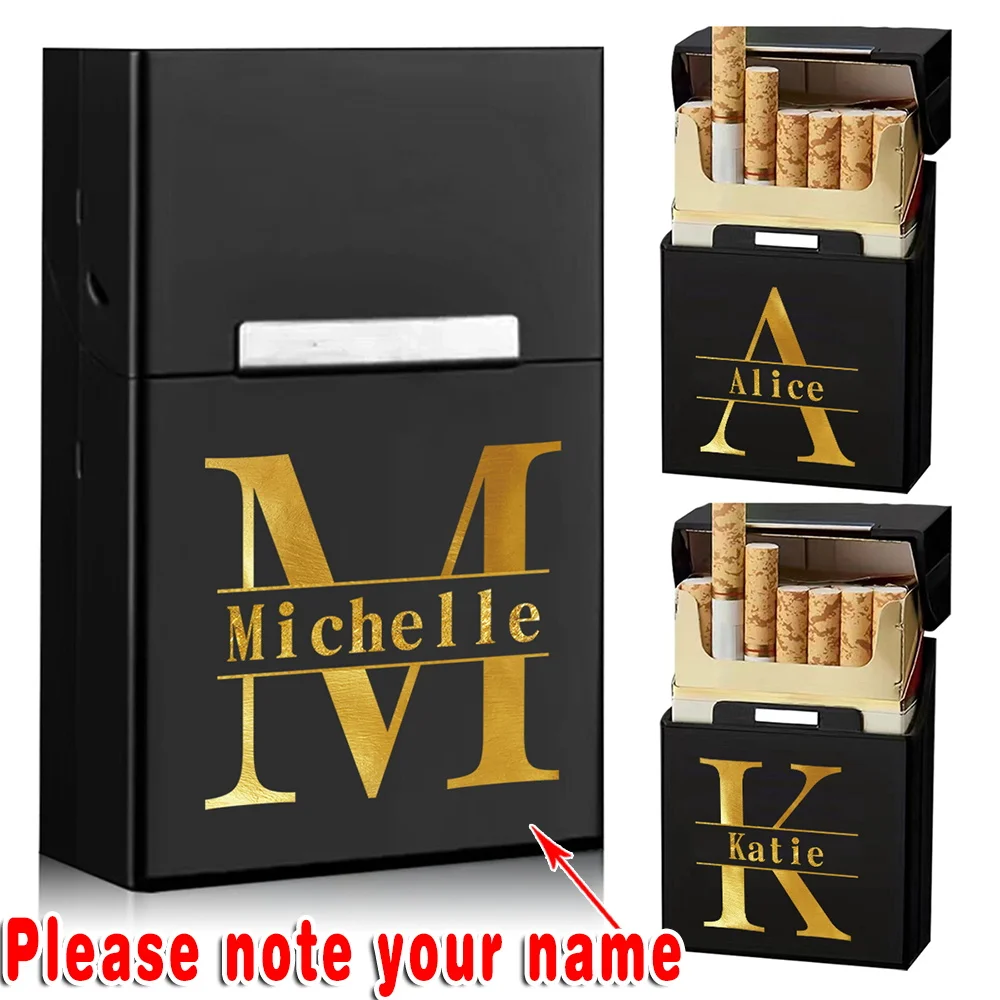 Customized Name Metal Cigarette Case Box Waterproof Tobacco Pack Holder Anti-Scratch Protective Cover Travel Smoking Accessory