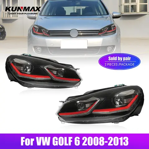 2PCS LED Car Headlight Assembly For VW GOLF 6 2008-2013 Front Head Lamp DRL Turning Signal Headlights Plug and Play Accessories