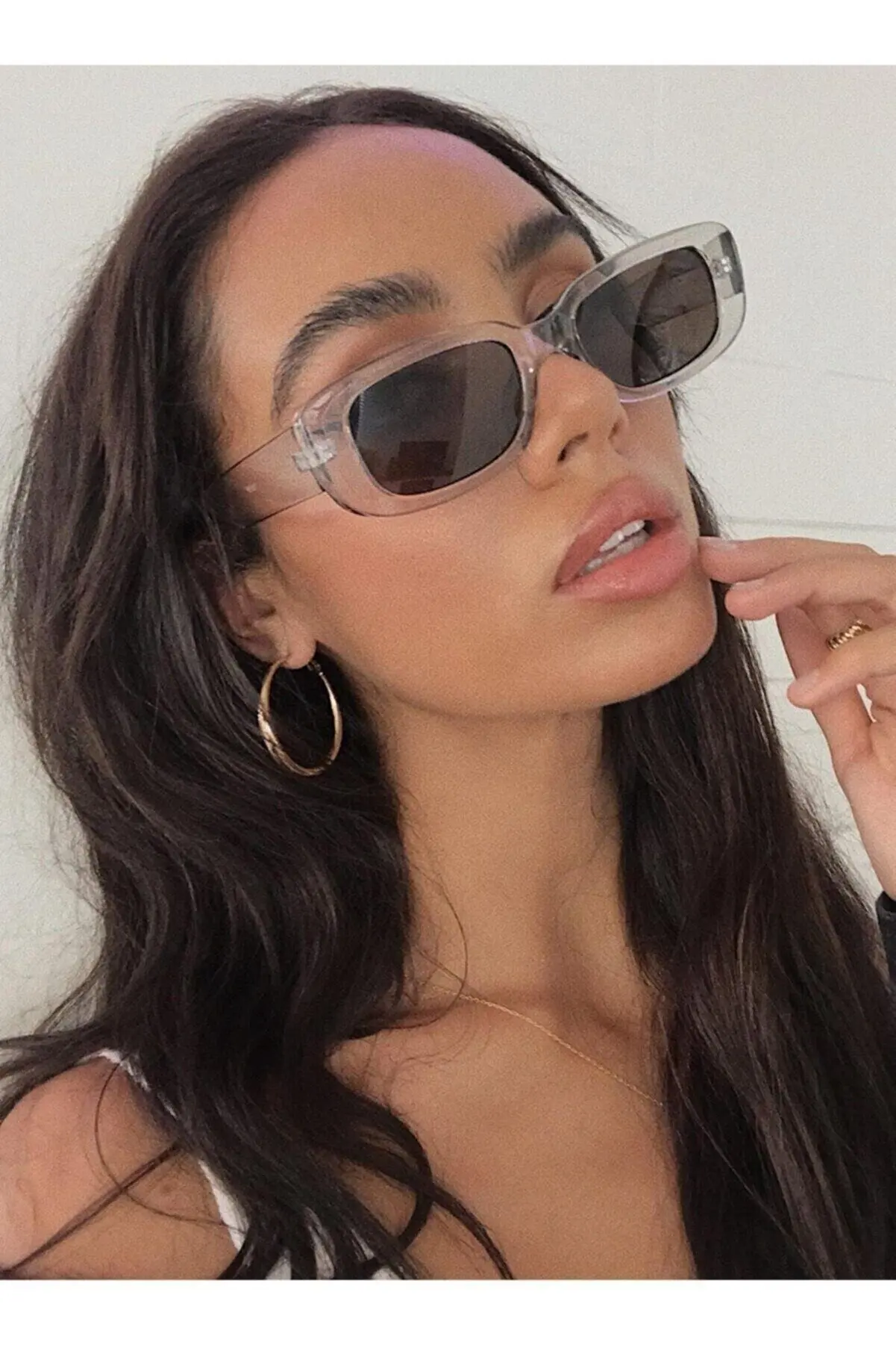 Chunky กรอบใสสีดำแว่นตากันแดด UV Ray Protection Stylish ที่มีประโยชน์ฉูดฉาดแว่นตา Polarized เลนส์