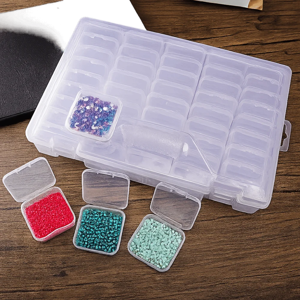 45 Grids Jewelry Beads Storage Case Multi-Functional DIY Rhinestone Nail Design Organize Square Transparent