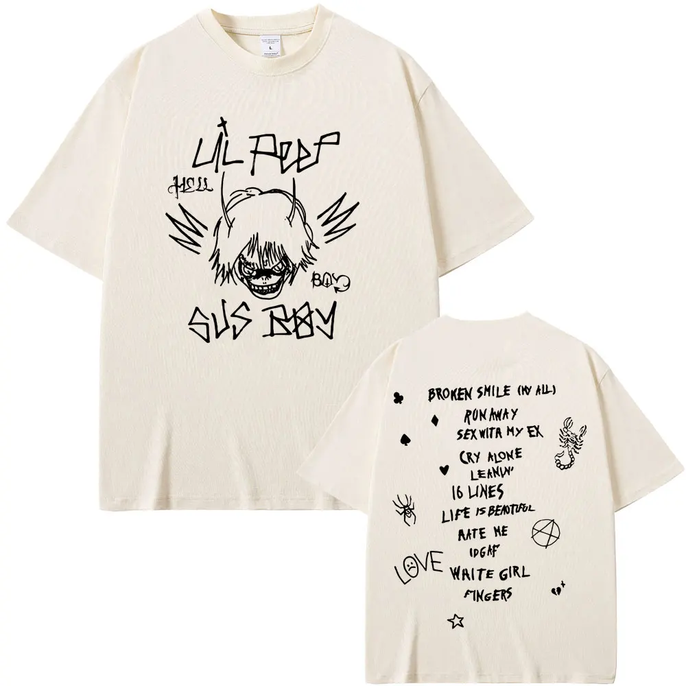 Hot Rapper Lil Peep Sus Boy Graphic T-shirts Come Over When You're Sober T Shirts Men Women Fashion Hip Hop Oversized T-shirt