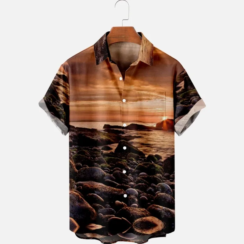 

2022 Summer Short Sleeve Shirts Original Risk Free Summer Print Shirts Ethnic Trend Men's Tops 017