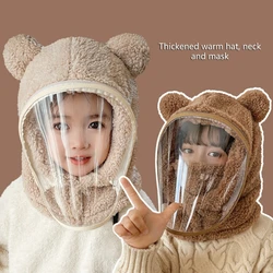 Children Adult Windproof Full Face Mask Hat Autumn Winter Head Neck Cover Ski Cycling Beanies Kids Cute Bear Ear Protection Caps