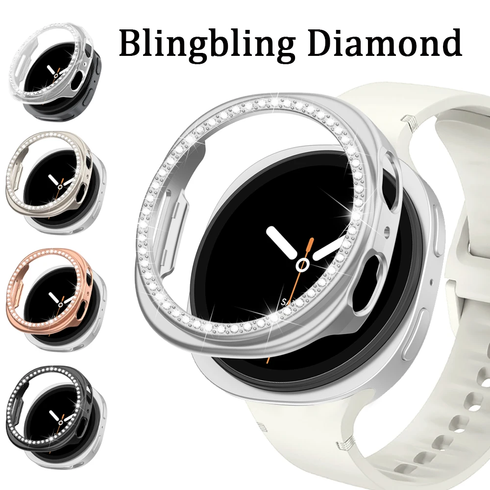 PC Cover For Samsung Galaxy watch 8 Case 40mm 44mm Accessories Diamond Hard Bumper Hollow shell Galaxy watch8 Protective Cases