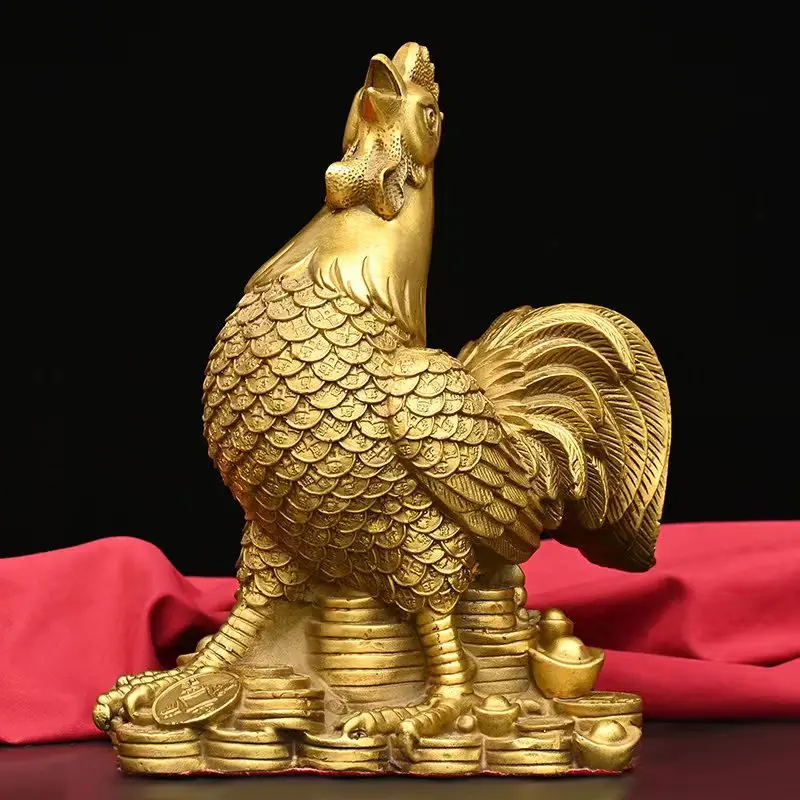 Brass Zodiac Rooster Ornament Home Metal Decoration Desk Craft Practical Gift Copper
