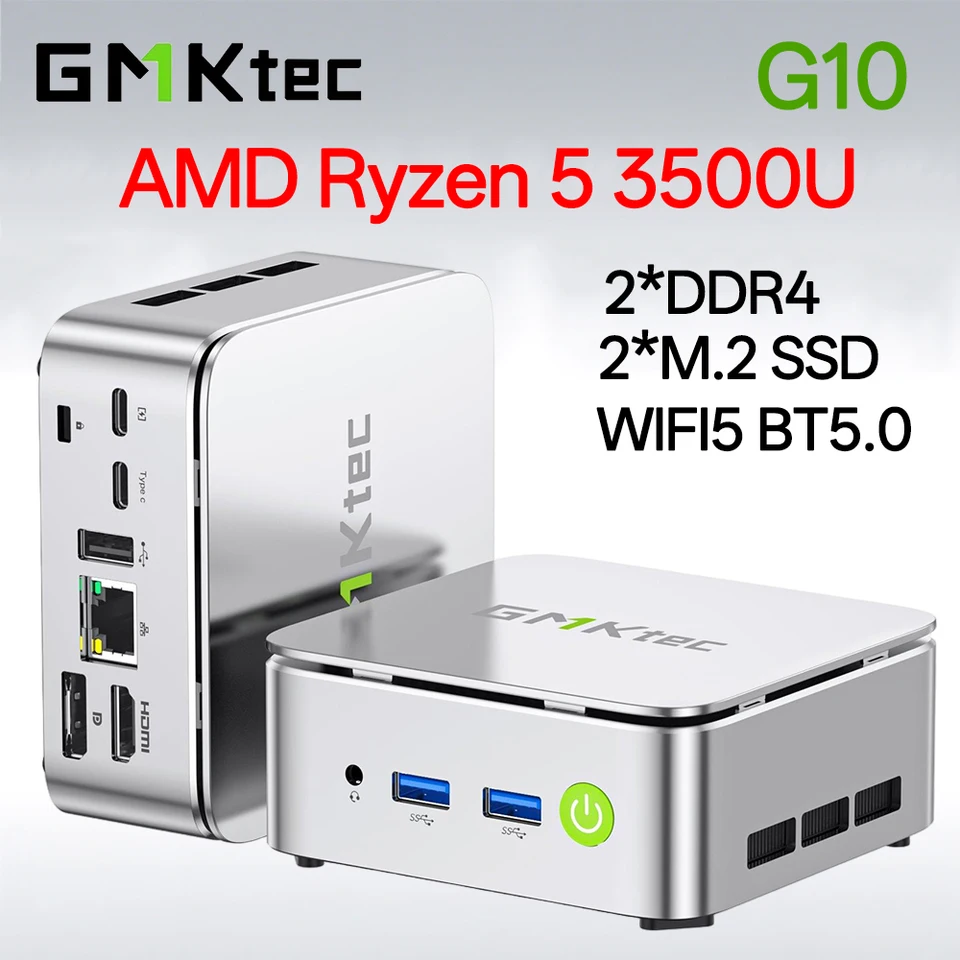 GMKtec G10 AMD Ryzen 5 3500U Desktop Office Mini PC Gamer Computer