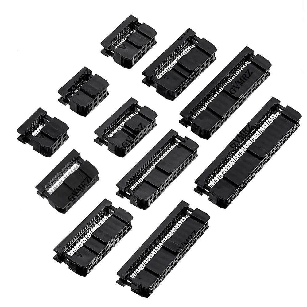 10PCS/LOT  10 12 14 16 18 2.54MM Pitch 6 Position 8 20 24 26 30 34 40 Pin Female IDC Socket IDC Connector Ribbon Cable